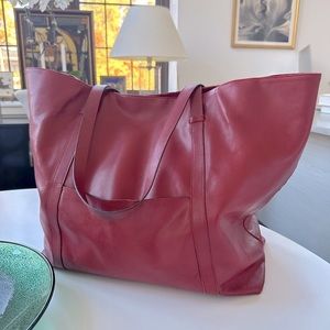 Bottega Veneta Red Leather Tote Bag